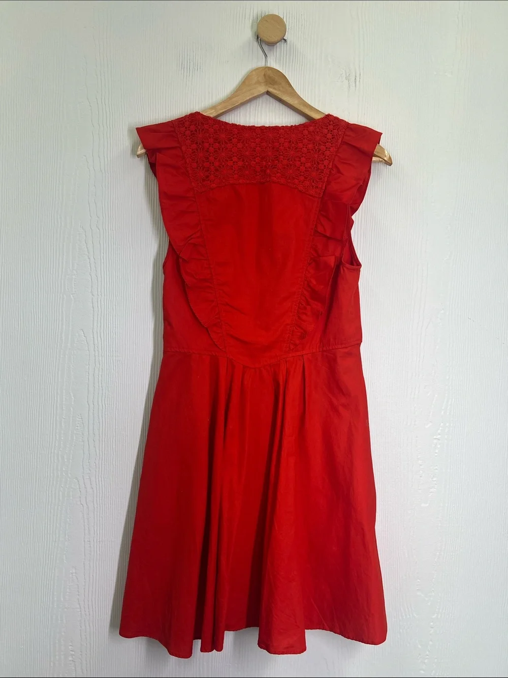 Free People - Half Moon Hot Lave Sleeveless Ruffle Lace Mini Dress Size Medium